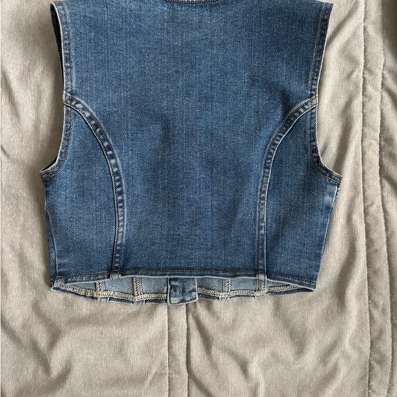 Avec Les Filles Blue Denim Vest with Gold Accents - Picture 4 of 5